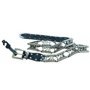 Vintage Y2K 2000’s Black Silver Studs Belt Size 41 Bling Punk Festival Rave Edgy